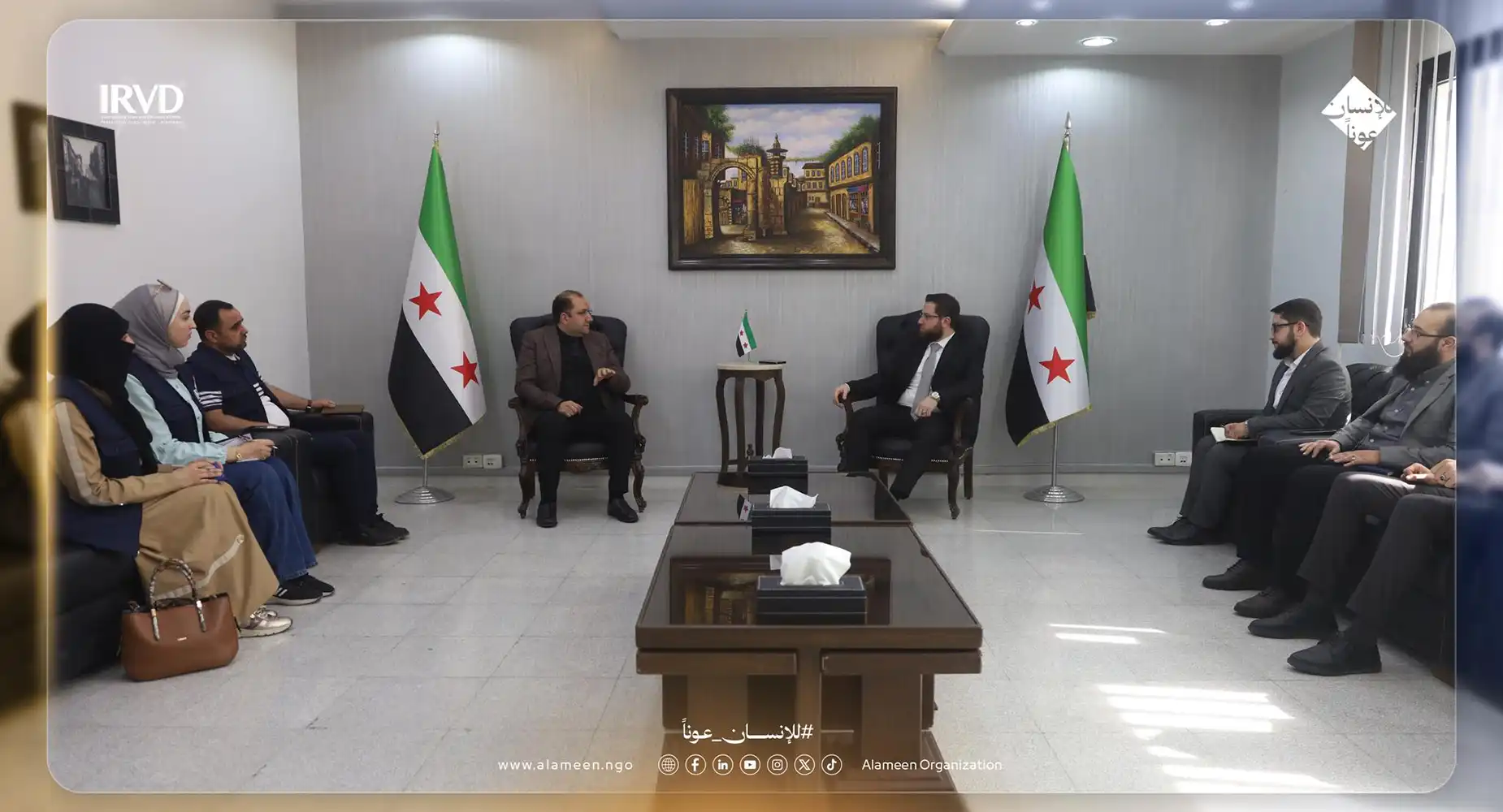 لقاء بين وفد الجمعية الدولية لرعاية ضحايا الحروب والكوارث – الأمين ووزير التنمية الإدارية لبحث التعاون في بناء القدرات والتعافي الوطني
