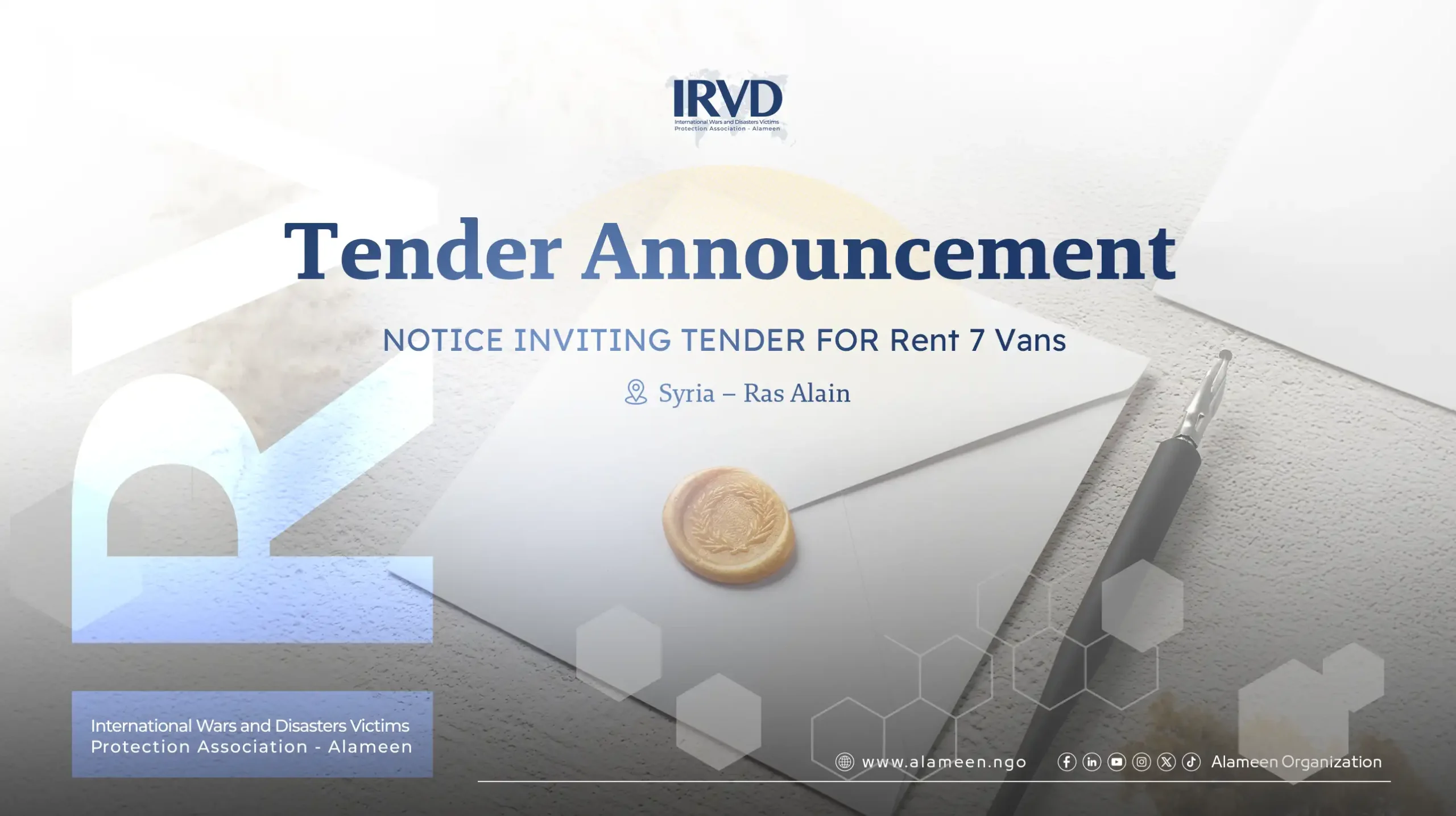 NOTICE INVITING TENDER FOR Rent 7 Vans